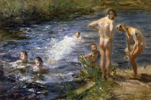 川辺の少年たち、1899 年。 作： Beppe Ciardi