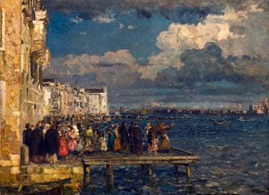 ヴェネツィア・レデントーレ祭の準備 ベッペ・チャルディ（1875-1932）作 1910-1915 個人蔵 作： Beppe Ciardi