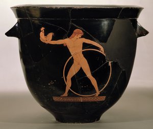 ギリシャ、ガニメデを描いた屋根裏の赤像式ベルクラテル、紀元前500〜480年頃（陶器） 作： Berlin Painter