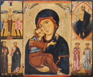 1230年代頃の聖人と聖母子 作： Berlinghiero Berlinghieri