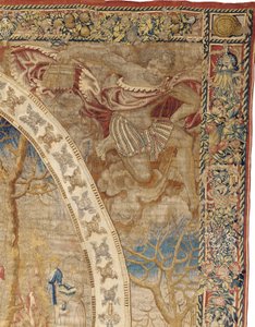 1525年頃の「メダリオン月間」の12月を描いたブリュッセルの寓意的なタペストリー 作： Bernard van Orley
