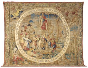1525年頃の「メダリオン月間」の12月を描いたブリュッセルの寓意的なタペストリー 作： Bernard van Orley
