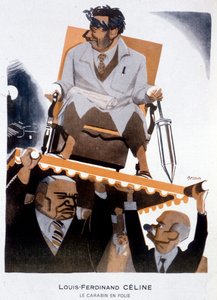 漫画：ルイ・フェルディナン・セリーヌ（1894-1961）（Louis Ferdinand Celine） - イラスト：ベルナルド・ベカン（Bernard Kahn）（1890-1943）（1933年1月15日付「ファンタジオ」にて 作： Bernard Becan