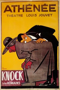 ルイ・ジュベ劇場でのジュール・ロマンの「ノック」公演のポスター - 20世紀 ベルナール・ベカン（ベルンハルト・カーン）（1890-1943）によるイラスト - パリ、アテネ劇場 作： Bernard Becan