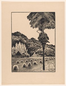 干し草の山と砂丘の風景 作： Bernard Essers (signed by artist)