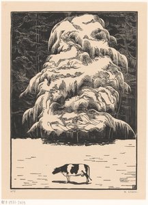 カラマツの近くの牛 作： Bernard Essers (signed by artist)