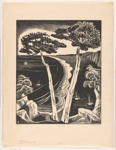 松の木 (干潮時のブレトン湾) (オブジェクトの元のタイトル) 作： Bernard Essers (signed by artist)