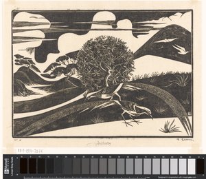 丘陵風景の中の 2 羽のキジ 作： Bernard Essers (signed by artist)