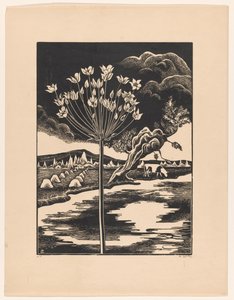 風景の中の白鳥の花 作： Bernard Essers (signed by artist)
