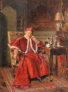 珈琲を飲む枢機卿 1895年頃（油彩・板） 作： Bernard Louis Borione