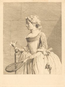 ハンドルを握る少女 (ラゲットを持つ少女) 作： Bernard Lépicié after Jean Siméon Chardin