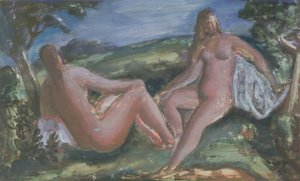 入浴者、1940年頃（紙にガッシュ） 作： Bernard Meninsky