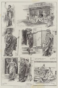 アーガイル通りのヘングラーのシルクで、トロアスのギリシャの演劇ヘレナのスケッチ 作： Bernard Partridge