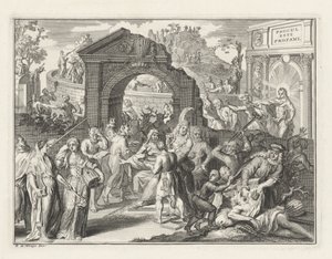戦域の戦いの漫画、1685年頃 作： Bernard Picart (attributed to)