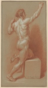 左膝に寄りかかる裸の男 作： Bernard Picart (signed by artist)