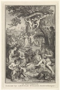 羊飼いと羊飼いのいる風景 タイトル ページ: F. グリーンウッド、詩、1719 年 作： Bernard Picart