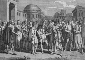 リンカスが血のそれらと結婚した方法、1723年。 作： Bernard Picart