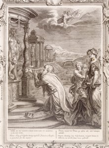 カリドンの王オエネウス、犠牲にダイアナを無視したこと、1731年 作： Bernard Picart