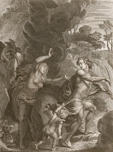 地獄からエウリュディケを導くオルフェウス、彼女を振り返り永遠に失う、1731 作： Bernard Picart