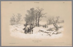 雪の中で木を集める家族 田舎暮らしの表象（連載タイトル） ラ・カンパーニュ。 Études variés aux deux Crayons (オブジェクトのシリーズ タイトル) 作： Bernard Romain Julien