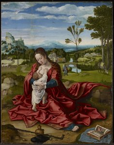 エジプトへの飛行で休む、c.1518（パネルに油とジェッソ）