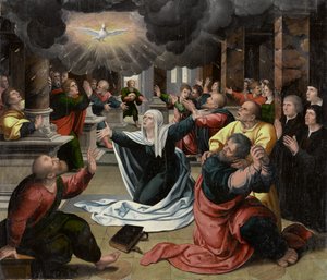 聖霊降臨、1530年頃（パネルに油彩） 作： Bernard van Orley