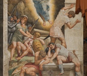 カウンターファッカータ、ベルナルディーノ・ガッティ《復活》1529年、詳細 作： Bernardino Gatti