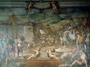 ジェノバとトルコのボナの戦い、9月16日 作： Bernardino Barbatelli Poccetti