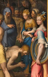 人々の聖母の礼拝堂、第2スパン北側、ベルナルディーノ・カンピ、洗礼者の脱衣 1569年、詳細 作： Bernardino Campi