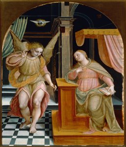 イタリア、ヴェルチェッリ、受胎告知の絵 作： Bernardino Lanino