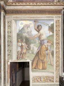 ベソッツィ礼拝堂、アレクサンドリアの聖カタリナの斬首 作： Bernardino Luini