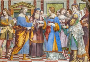 聖母マリアの結婚の詳細 (フレスコ画) 作： Bernardino Luini