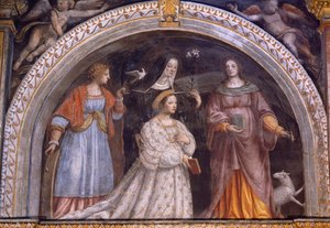イタリア、ミラノ、サン・モーリス教会（モナストロ・マッジョーレ）、ベールを取るジネブラ・ベンティヴォーリオ・スフォルツァ