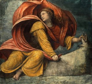 ルイーニ、ベルナルディーノ（約1480-1532）の「エウロパの凌辱」、-フレスコ画 作： Bernardino Luini