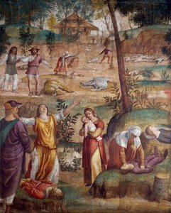 長子の死」ベルナルディーノ・ルイーニ（1480年頃～1532年頃）作、木に転写したフレスコ画、211x169cm。 作： Bernardino Luini