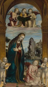 音楽を奏でる天使たちと幼子を慕う聖母 作： Bernardino Zenale