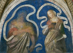 Le prophete Zacharie et la sibylle persique (Sabbe) - The Prophet Zechariah and the Persian Sibyl by Pinturicchio, Bernardino, Workshop of (1454-1513). フレスコ 作： Bernardino di Betto (workshop of) Pinturicchio