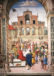 イタリア、シエナ、大聖堂、ピッコロミニ図書館、皇帝フリードリッヒ3世から桂冠詩人に任命されるエネア・シルビオ・ピッコロミニ、ピウス2世物語の詳細