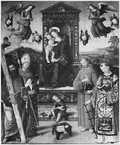 聖なる会話、1508 作： Bernardino di Betto Pinturicchio