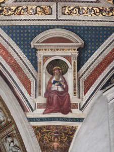 聖ジェローム、「教会の博士たち」の詳細（フレスコ画 作： Bernardino di Betto Pinturicchio