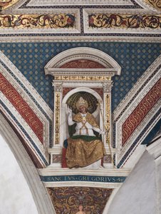聖グレゴリウス大王、教会の博士たちの詳細（フレスコ画 作： Bernardino di Betto Pinturicchio