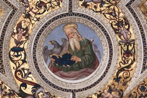 聖ヨハネ福音書記者、「4人の福音書記者」の詳細（フレスコ画 作： Bernardino di Betto Pinturicchio