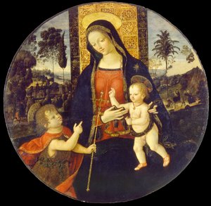 バプテストの聖ヨハネと幼い聖母子 作： Bernardino di Betto called Il Pinturicchio and workshop