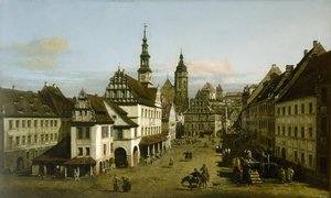 ドイツ語：Städtebild（ピルナの市場） ピルナの市場 作： ベルナルド・ベロット（カナレット）