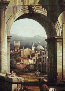 扉と壁のあるローマのカプリス」詳細（油彩・キャンバス 作： Bernardo Bellotto