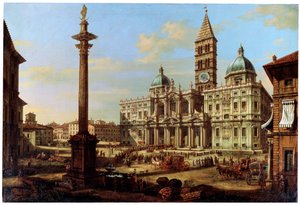 ローマのピアッツァとサンタマリアマッジョーレ教会、1739年 作： Bernardo Bellotto