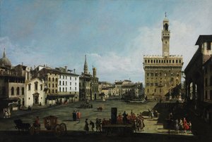 フィレンツェのシニョリーア広場、1742年 作： Bernardo Bellotto