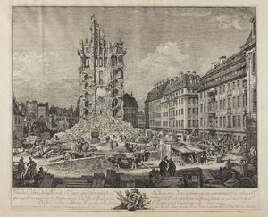ドレスデン、旧クロイツ教会の遺跡 作： Bernardo Bellotto