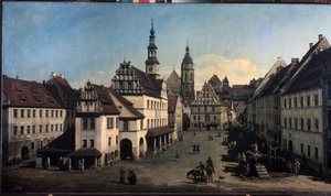 「ドイツ、ピルネの市場」 (ピルナの市場) ベルナルド・ベッロット (1720-1780) の絵画 1752-1755 モスクワ、プーシキン美術館 作： Bernardo Bellotto