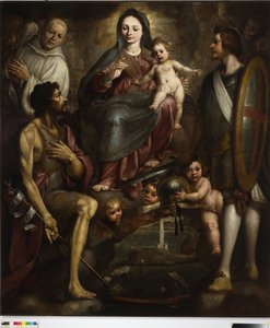 ベルナルド・カステッロと聖ジョージとバッティスタがジェノバ市のために聖母に執り成す 作： Bernardo Castello